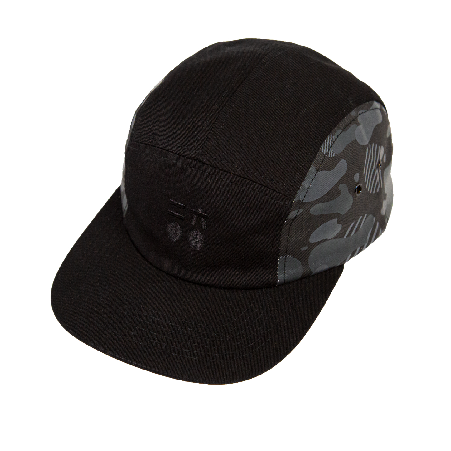 5 Panel Flat Brim Cap (Black)